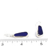 Cobalt Midnight Sea Glass Single Bezel Earrings on ruler for size reference.