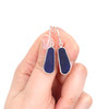 Cobalt Midnight Sea Glass Single Bezel Earrings on model for color reference.