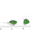 Green Vibrant Sea Glass Single Bezel Earrings on ruler for size reference.