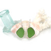 Green Vibrant Sea Glass Single Bezel Earrings