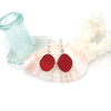 Red Rounded Sea Glass Bezel Set Earrings