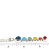 Teal Turquoise Bold Sea Glass 6 Stone Elongated Rainbow Necklace on ruler for size reference. 