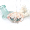 Aqua Sea Glass Butterfly Shimmer Necklace -16" Length