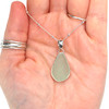 Seafoam Drop Sea Glass Single Bezel Necklace on model for color reference. 