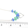 Cornflower Mist 8 Stone Sea Glass Heart Necklace - 16"-18" Length on ruler for size reference. 