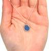 Cornflower Ice Ultra Rare Sea Glass Bezel Wrap Charm Necklace on model for color reference.