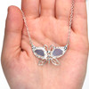 Cornflower Sea Glass Butterfly Shimmer Necklace -16" Length on model for color reference.