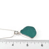 Aqua Tropical Sea Glass Single Bezel Set Necklace on ruler for size reference