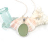 Seafoam Bright Oval Sea Glass Bezel Necklace
