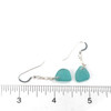 Aqua Triangle Sea Glass and Rainbow Moonstone Gemstone Drop Earrings on ruler for size reference.