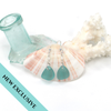 Aqua Triangle Sea Glass and Rainbow Moonstone Gemstone Drop Earrings