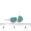  Aqua Lagoon Sea Glass Bezel Set Earrings on ruler for size reference