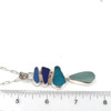 Turquoise Blues Sea Glass Four Tier Necklace on ruler for size reference