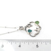 Aqua and Seafoam Sea Glass Tulip Necklace on ruler for size reference.