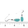 Aqua Elongated Sea Glass and Lapis Gemstone Drop Earrings on ruler for size reference.
