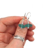 Aqua Bright Sea Glass Beaded Earrings held