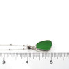 Green Rectangle Sea Glass Single Bezel Necklace on ruler for size reference