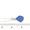 Cornflower Pear Sea Glass Bezel Necklace on ruler for size reference