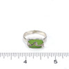 Lime Green Sea Glass Wave Ring on ruler for size reference. 
