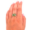 Lime Green Sea Glass Wave Ring on model for color reference. 
