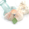 Seafoam Diamond Sea Glass Bezel Necklace