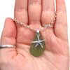 Olive Sea Glass Starfish Drop Necklace on model for color reference