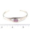Lilac Sea Glass Hammered Cuff Bracelet on ruler for size reference. 