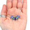 Beautiful Blues Sea Glass 5 Stone Necklace - 16" - 18" Length on model for color reference. 