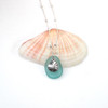 Aqua Tiny Sand Dollar Sea Glass Charm Necklace