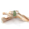 Olive Elongated Sea Glass Little Leaf Ring - Size 9