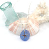 Cornflower Smooth Oval Sea Glass and Sleek Starfish Charm Necklace