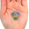 Tropical Sea Glass Circle of Life Necklace on model for color reference.