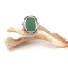 Olive Sea Glass Double Bezel Ring - Size 9