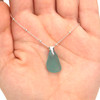 Aqua Bright Sea Glass Pinch Necklace on model for color reference. 