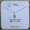 Mermaid Tribe Sea Glass and Sterling Silver Bezel Wrap Charm on card