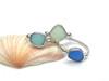 Sea Glass and Sterling Silver Beaded Ring