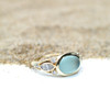 Majestic Sea Glass Engagement Ring - 14k Yellow Gold and Diamonds