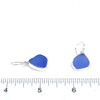 Cornflower Bright Sea Glass Single Bezel Earring on ruler for size reference. 
