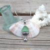 Seafoam Bright Sea Glass Mushroom Necklace