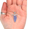 Cornflower Sea Glass Toggle Bar Necklace on model for color reference. 