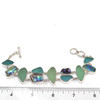Sky Sea Glass and Abalone 11 Stone Bracelet on ruler for size reference