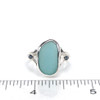 Aqua Oval and Aquamarine Sea Glass Split Band Ring - Size 9 on ruler for size reference. 