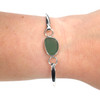 Olive Forest Sea Glass Hinge Bangle Bracelet on model for color reference. 
