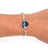 Cobalt Sea Glass Wave Bracelet on model for color reference. 