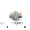 Seafoam Sea Glass and Turquoise Bold Beaded Ring - Size 9 on ruler for size reference. 