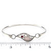 Pink Sea Glass and Ruby Wavy Hinge Bangle Bracelet on ruler for size reference.