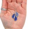 Cornflower and Cobalt Ombre Bezel Wrap Cascade Necklace in hand for color reference