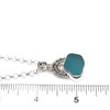 Aqua Cloud and Rainbow Sea Glass Necklace on ruler for size reference