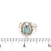 Aqua Sea Glass Rising Sun Ring - Size 9 on ruler for size reference. 