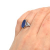 Cornflower Luminary Sea Glass Engagement Ring on model side profile